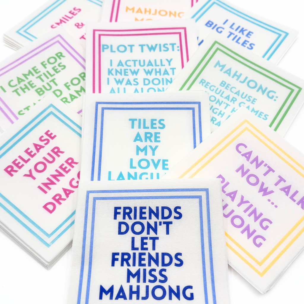 MAHJONG NAPKINS | 5'' x 5'' Luxury, Linen-Feel, Eco-Friendly