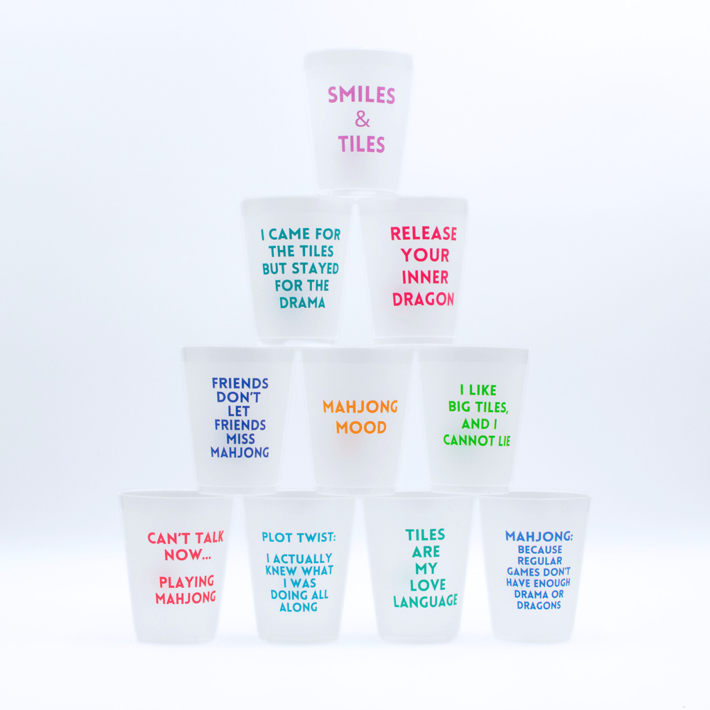 Mahjong Frosted Cups  |  10 Different Designs in Every Pack