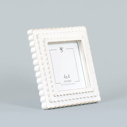 4x4 Scalloped White Wood Frame