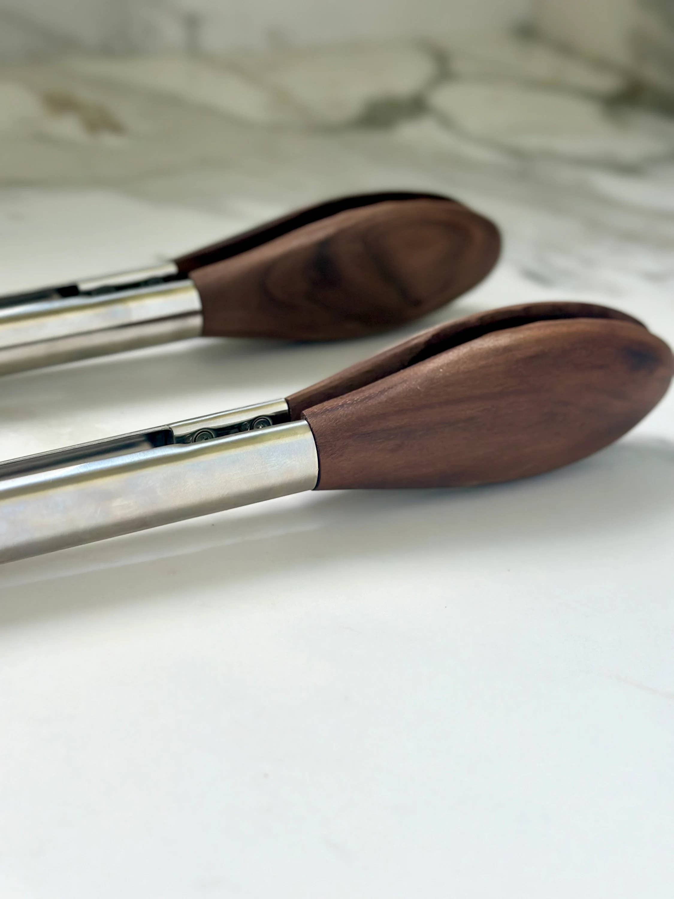 Walnut and Stainless Steel Tongs