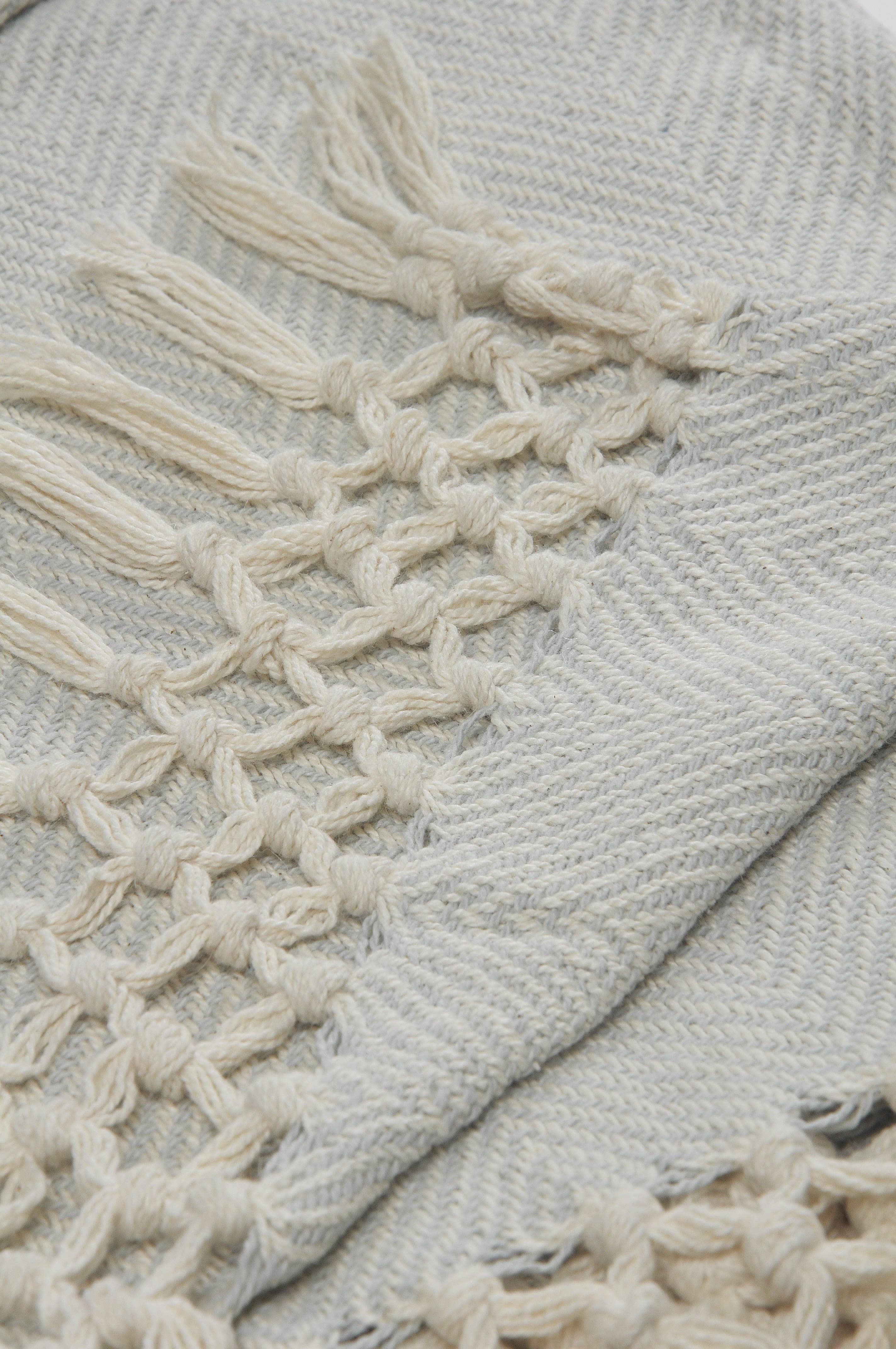 Slight Chevron Soft Gray Throw Blanket with Fringe