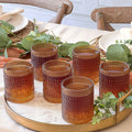 10 oz. Textured Hobnail Beaded Amber Drinking Glasses - 6pcs