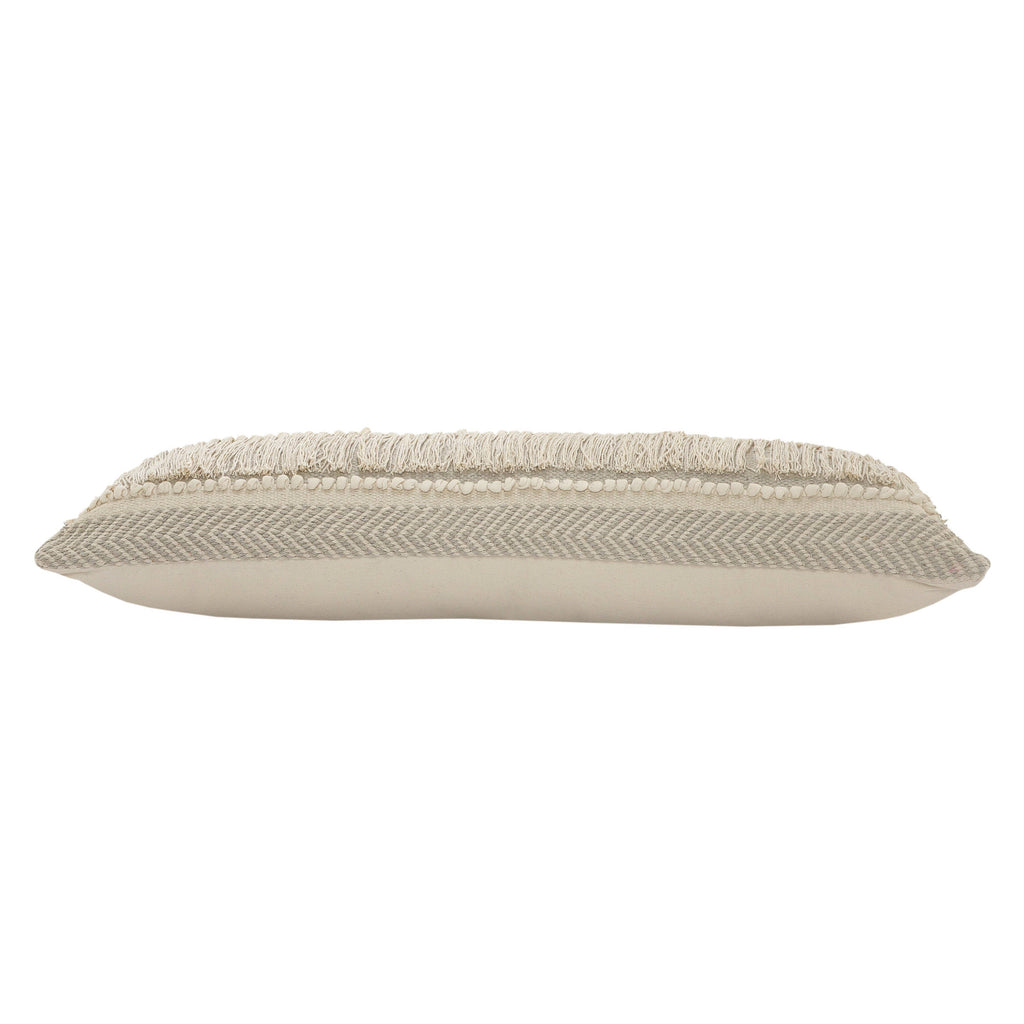 Willy Over Tufted Farmhouse Throw Pillow, Beige/Natural