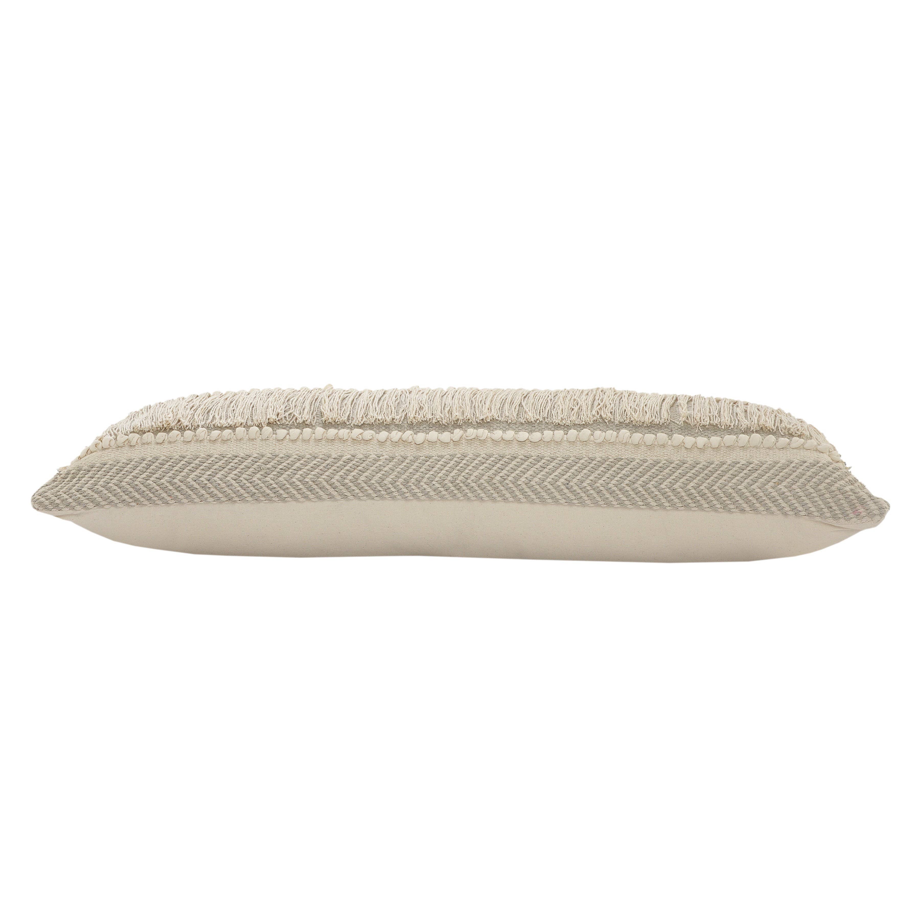 Willy Over Tufted Farmhouse Throw Pillow, Beige/Natural