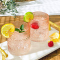 10 oz Beaded Rose Gold Old Fashion Drinking Glasses (6pcs)