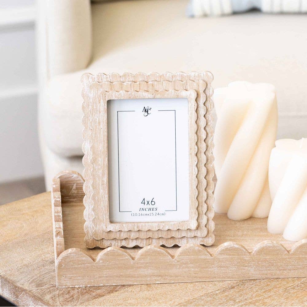 4x6 Scalloped Brown Wood Frame