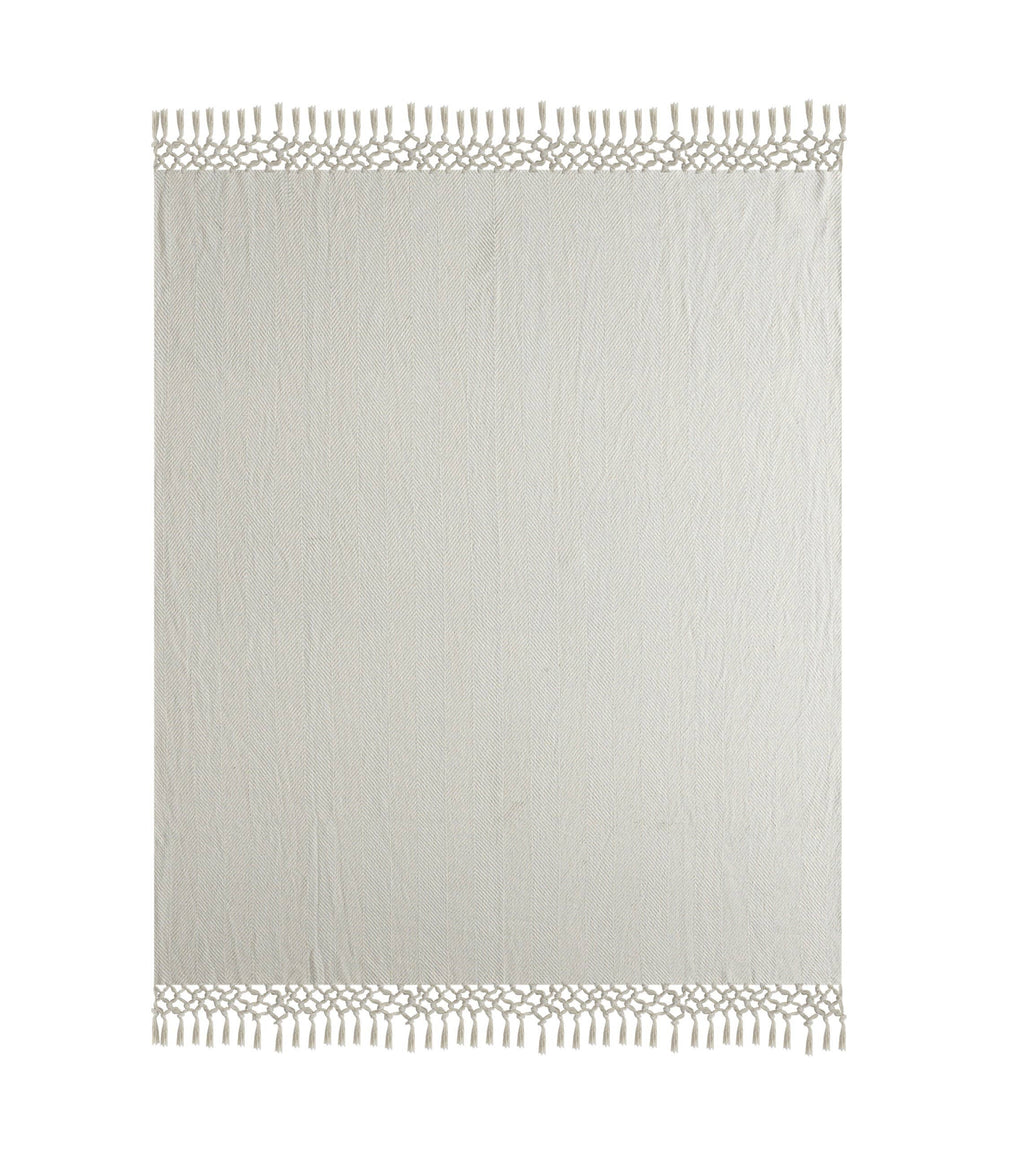 Slight Chevron Soft Gray Throw Blanket with Fringe