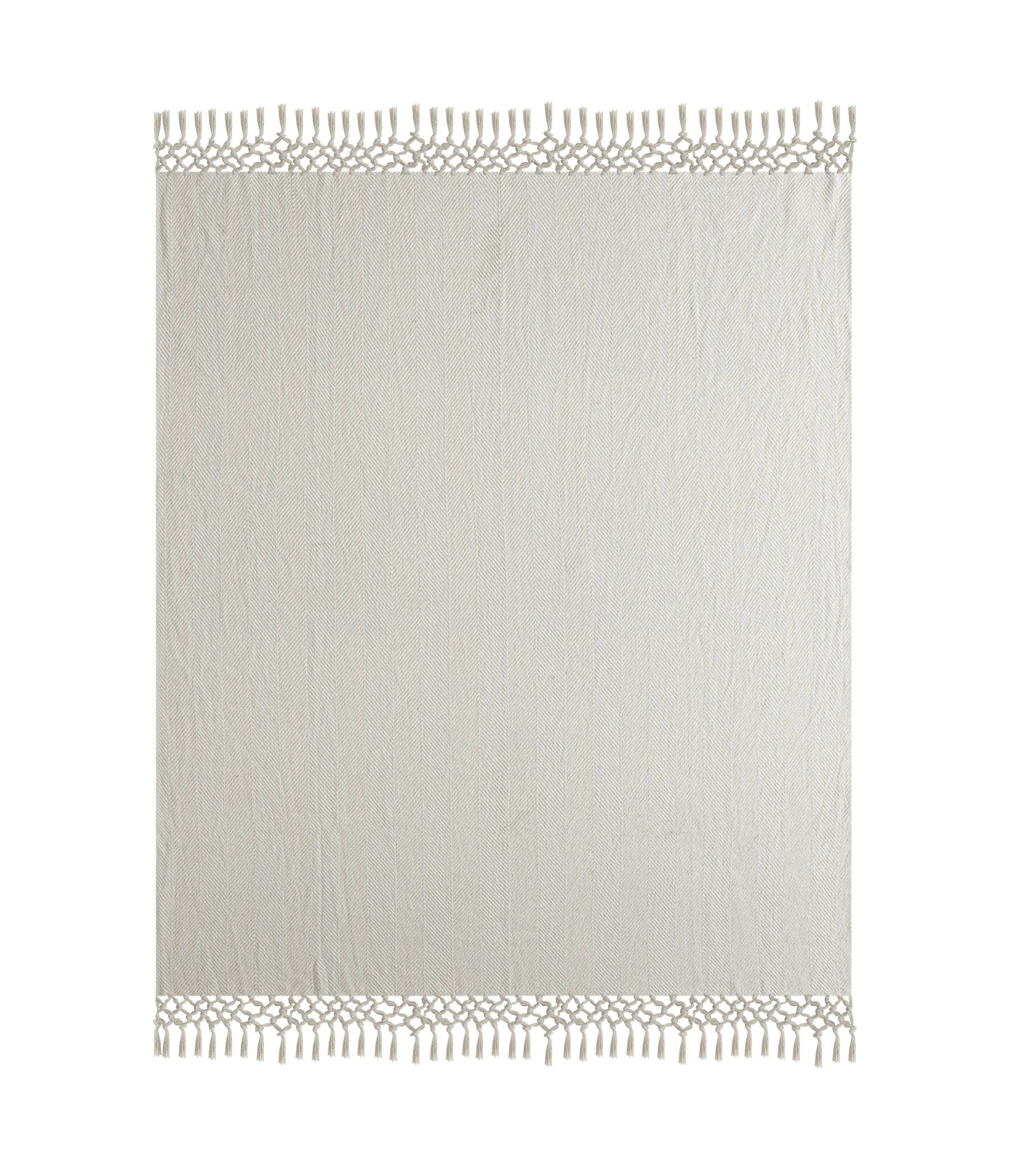 Slight Chevron Soft Gray Throw Blanket with Fringe