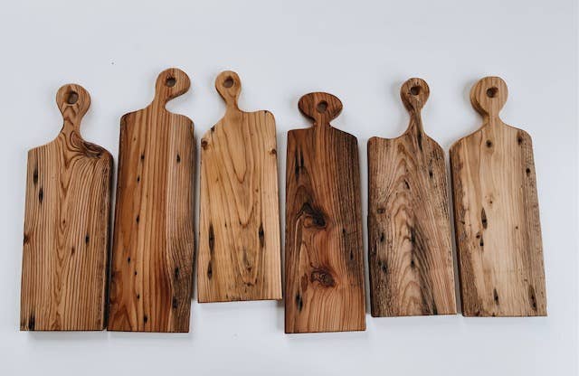 Reclaimed Wood Charcuterie Board  with Civil War Era Bone Cheese Knife