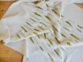 Okra Tea Towel, Handprinted Hand Towel, Okra