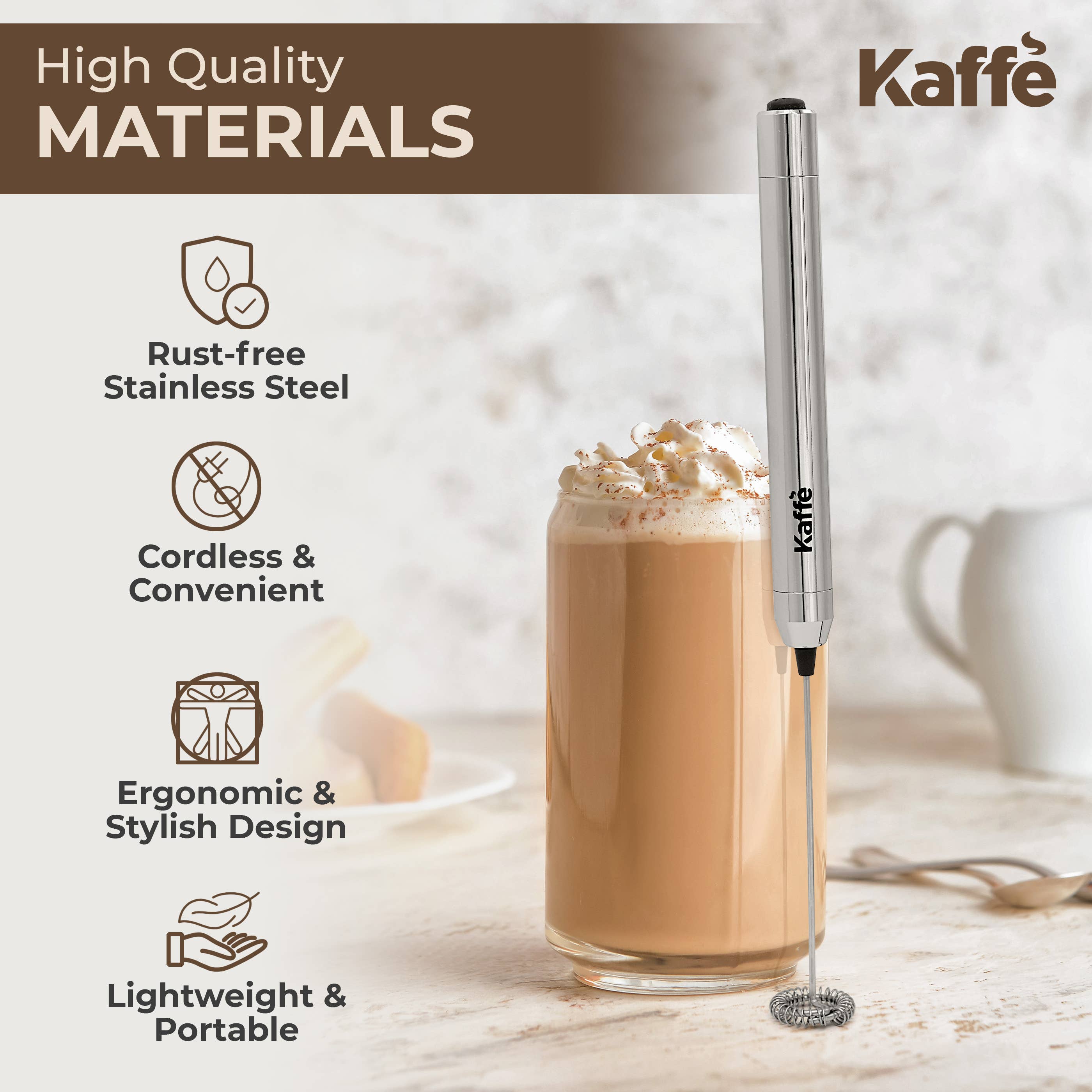 Kaffe Handheld Milk Frother Stainless Steel