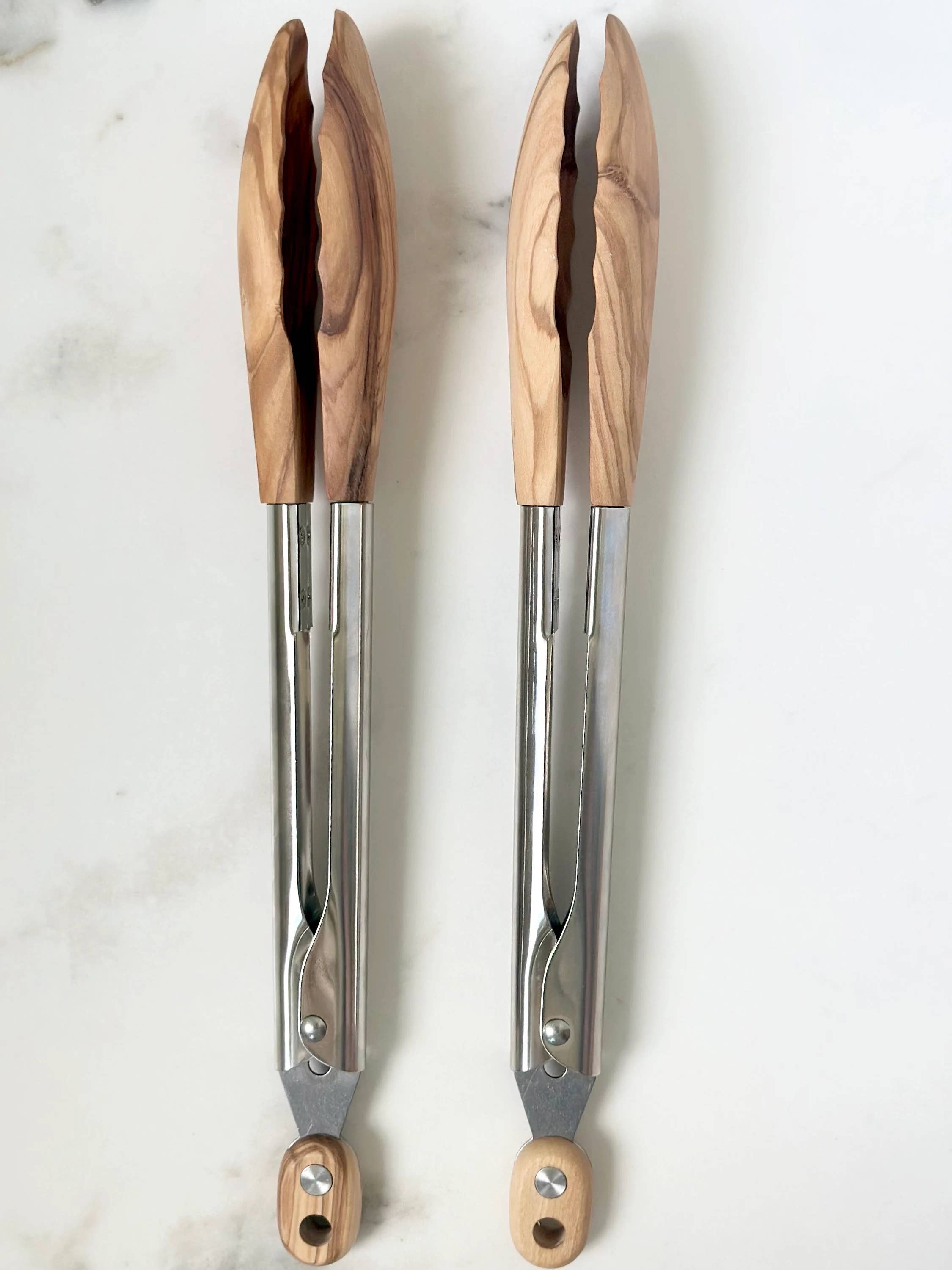 Walnut and Stainless Steel Tongs