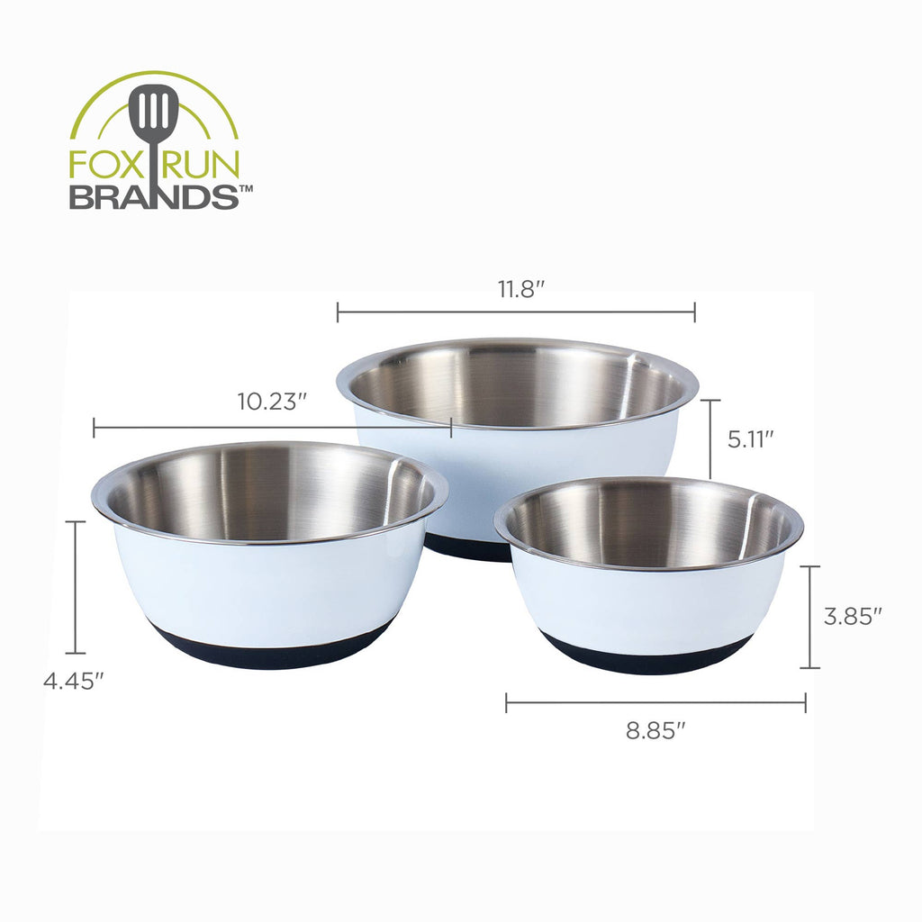 Fox Run White Stainless Steel Mixing Bowl, Set of 3