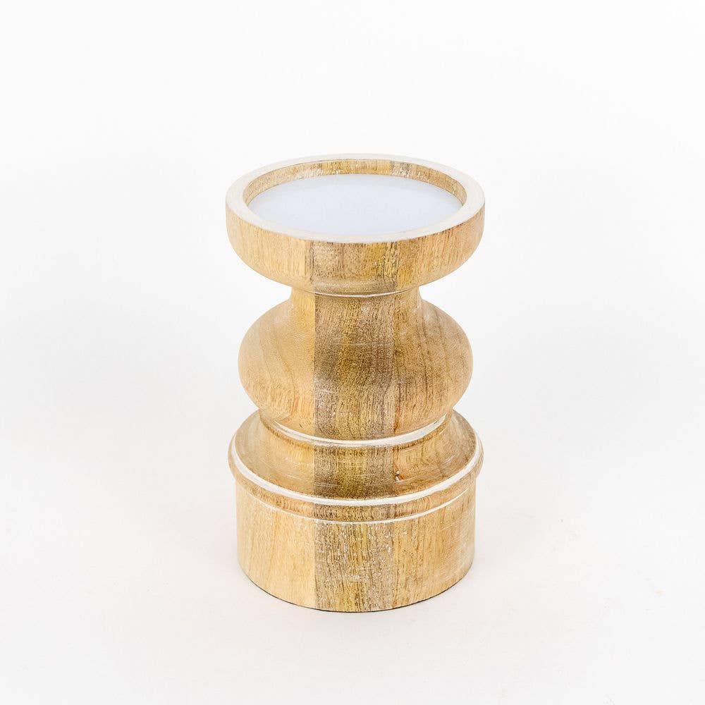 3.75x6 Mango Wood Pillar Candle Holder