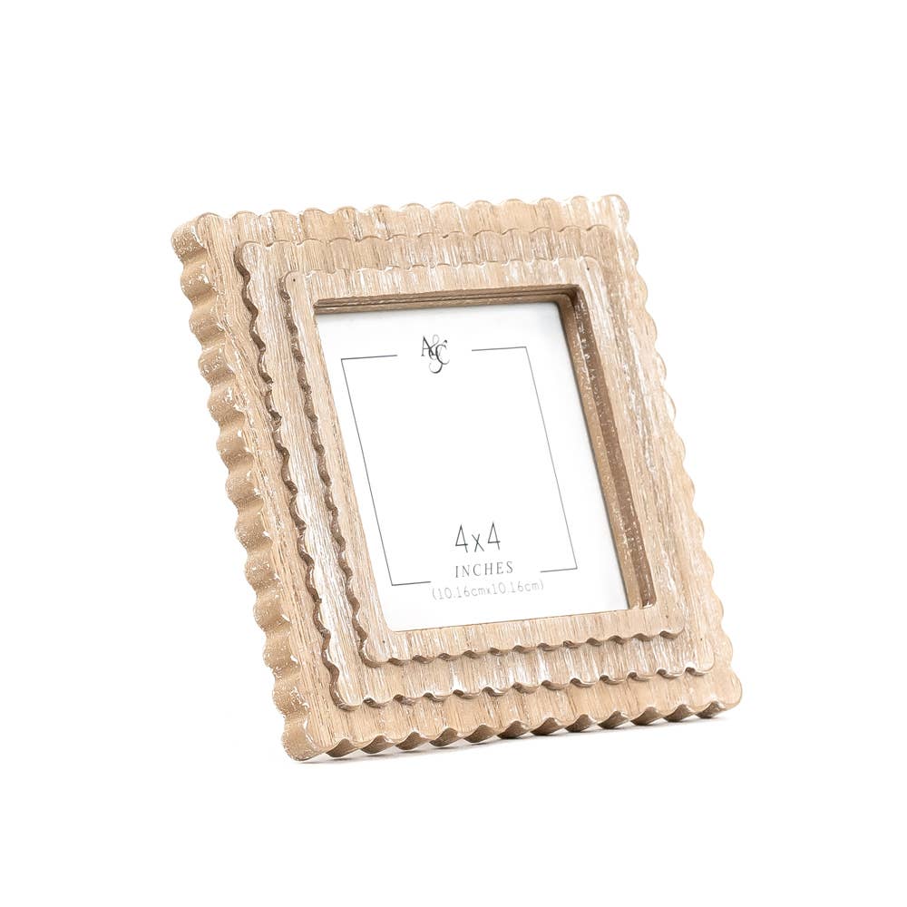 4x4 Scalloped Brown Wood Frame