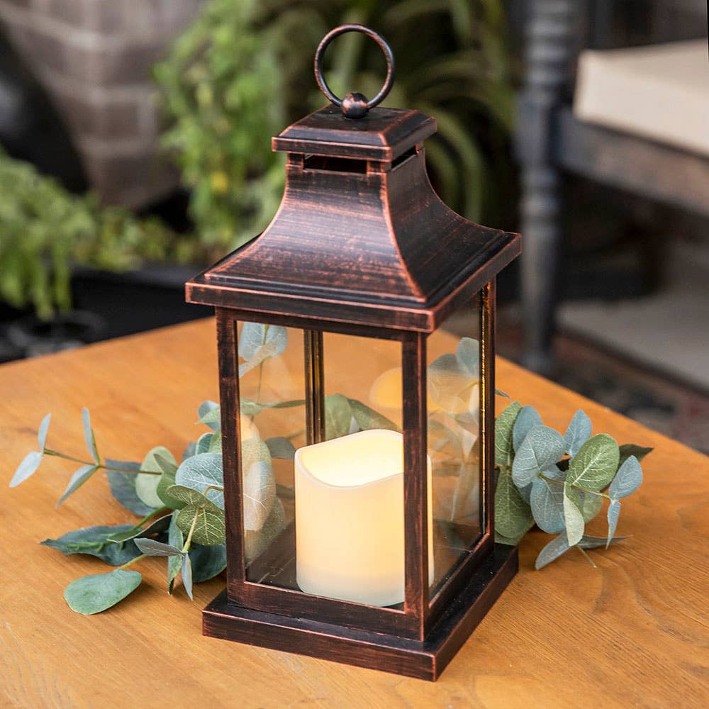 LED Vintage Decorative Copper Lantern - Hampton