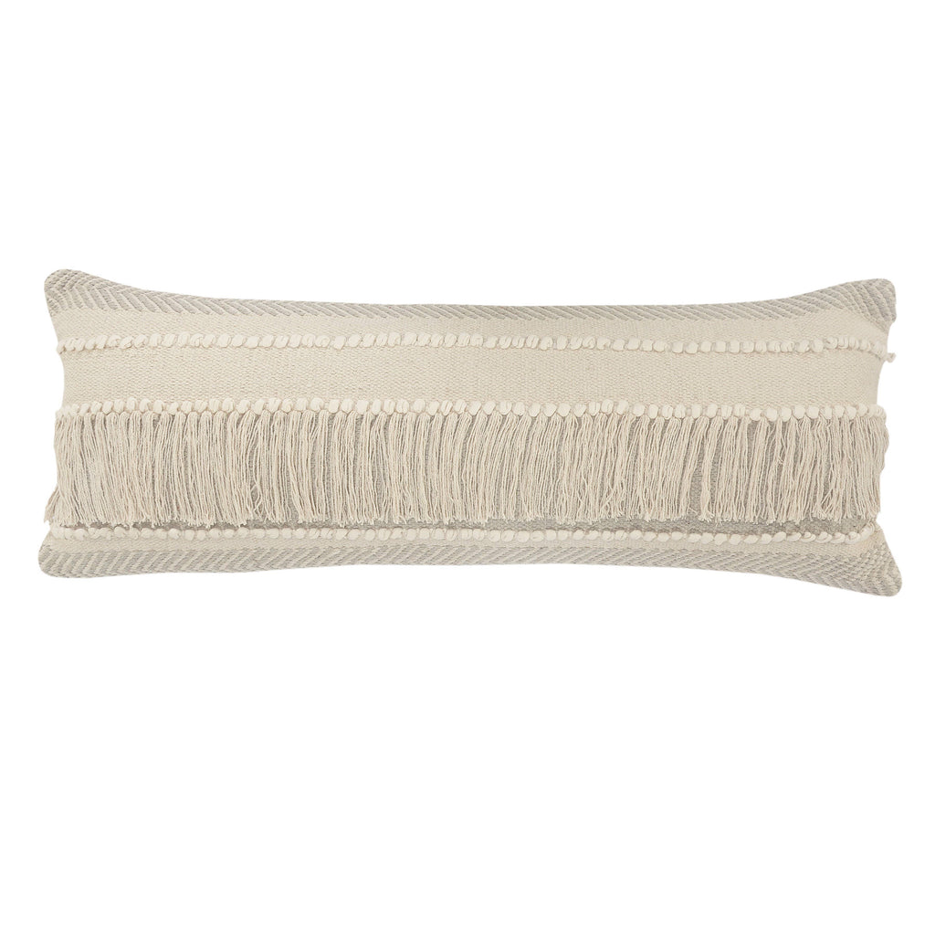 Willy Over Tufted Farmhouse Throw Pillow, Beige/Natural