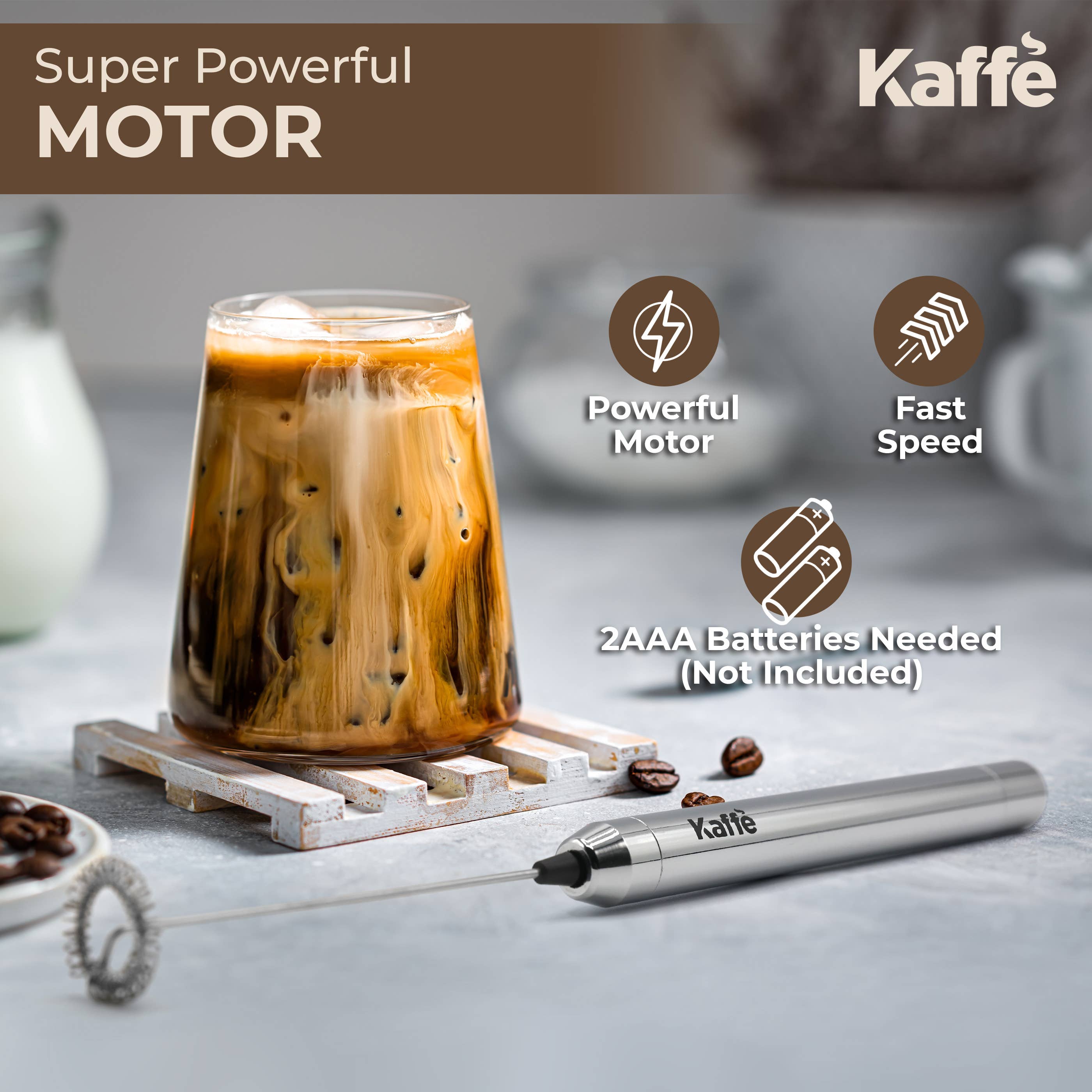 Kaffe Handheld Milk Frother Stainless Steel
