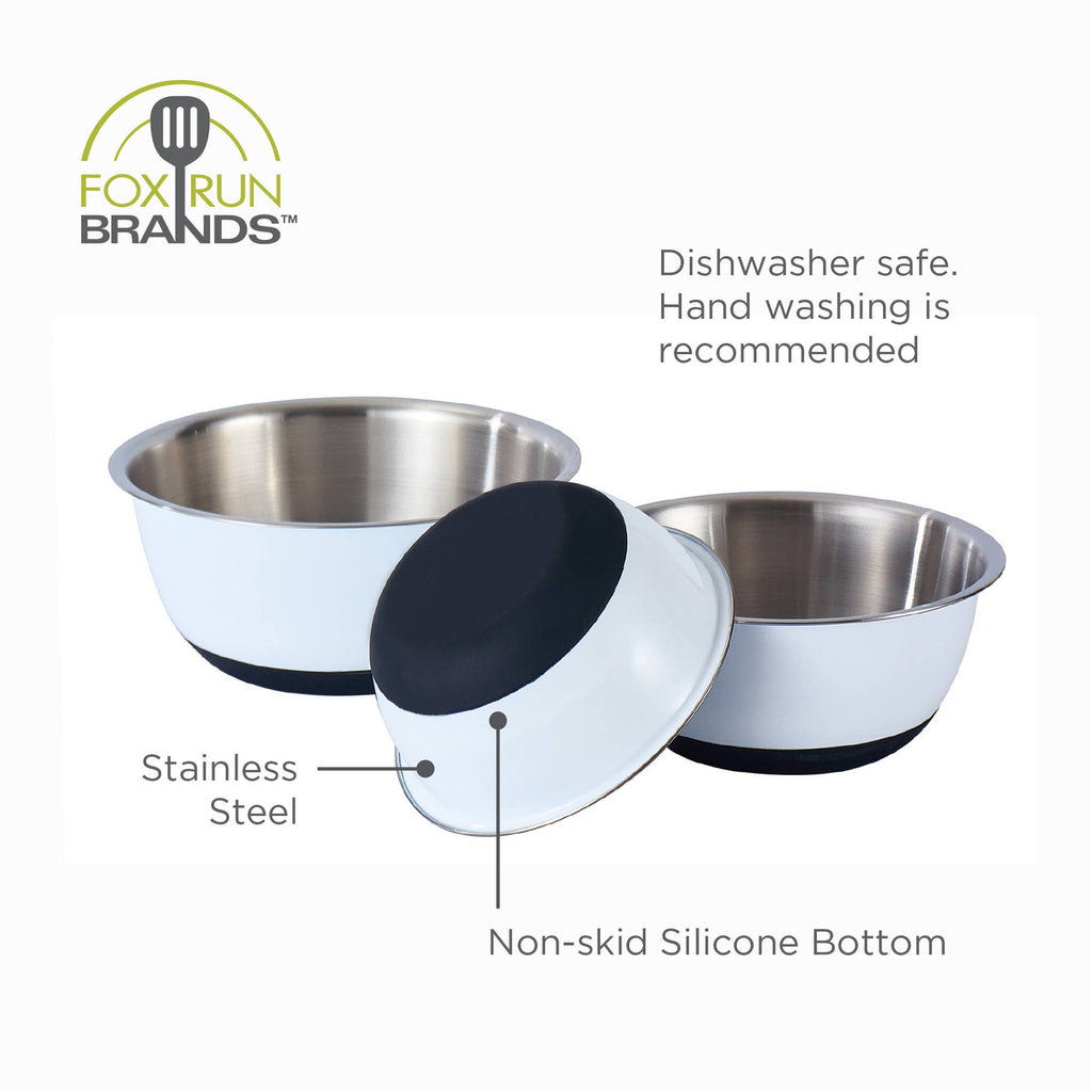 Fox Run White Stainless Steel Mixing Bowl, Set of 3