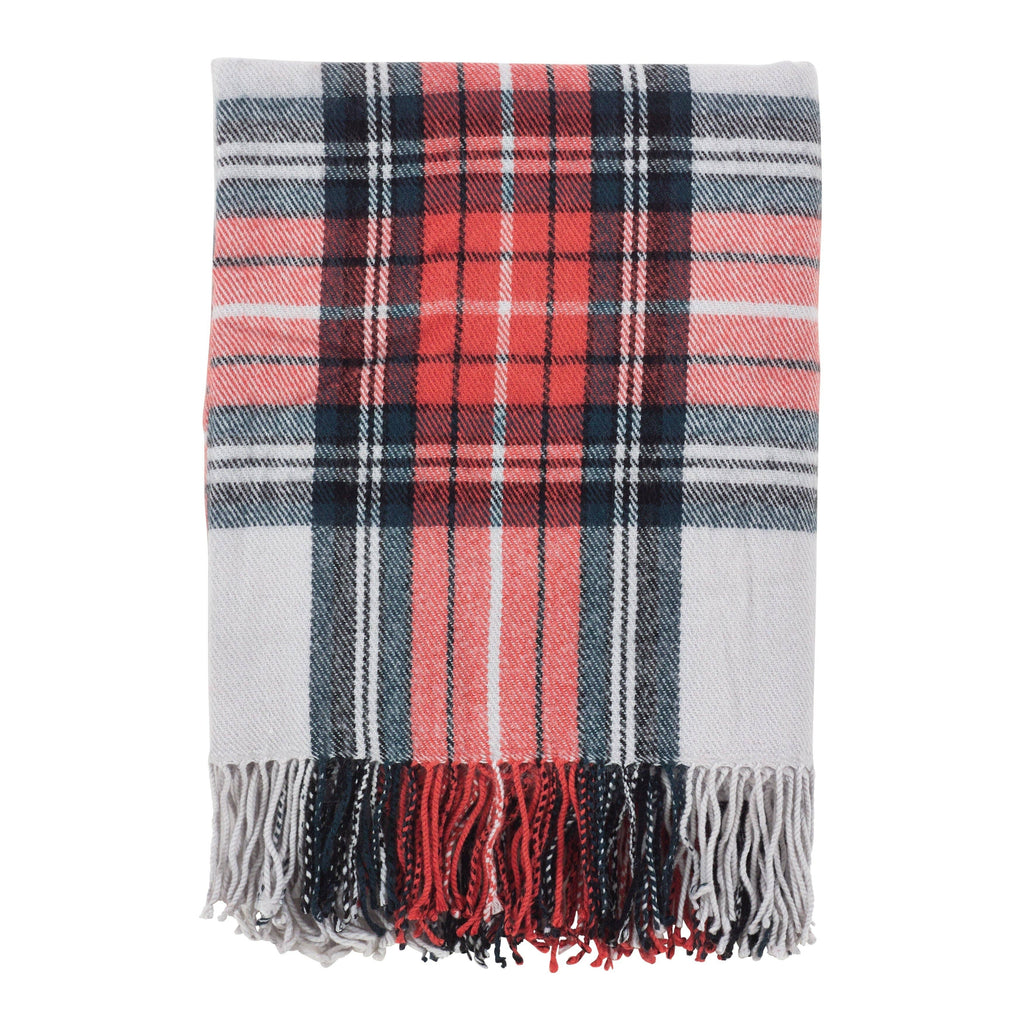 Classic Plaid Pattern Tassel Trim 50x60 Inch Throw Blanket