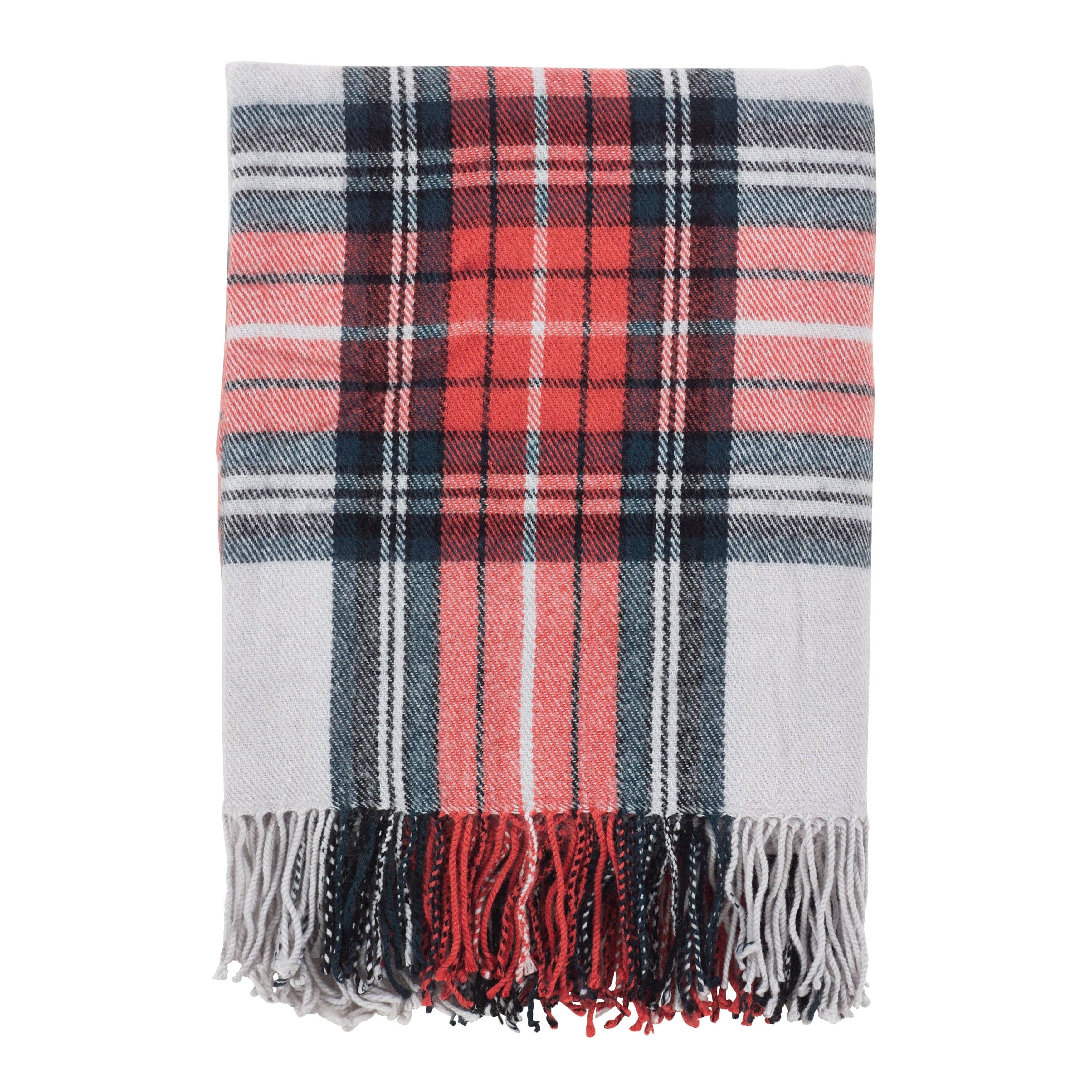 Classic Plaid Pattern Tassel Trim 50x60 Inch Throw Blanket