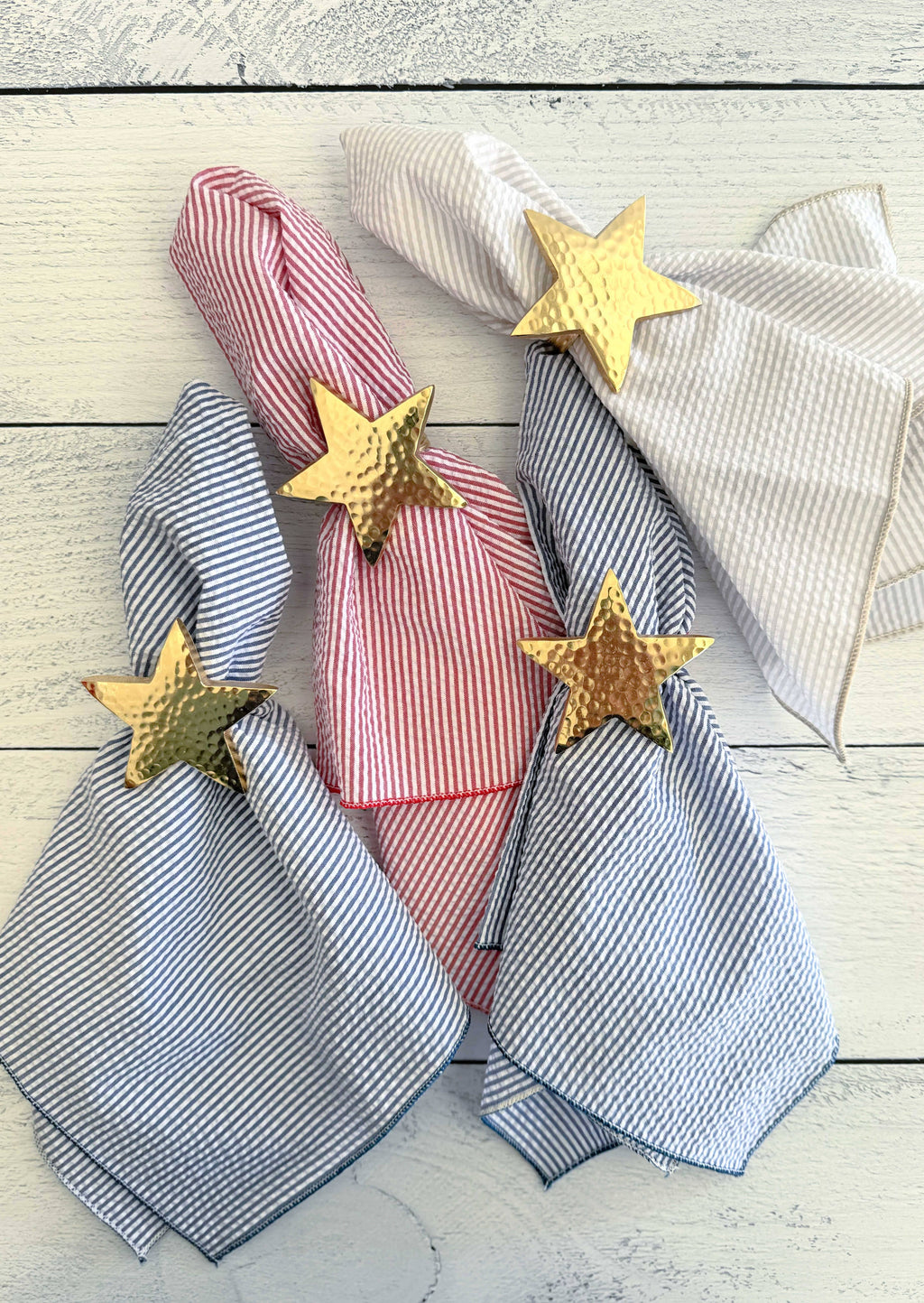 Gold Star Napkin Rings, set of four