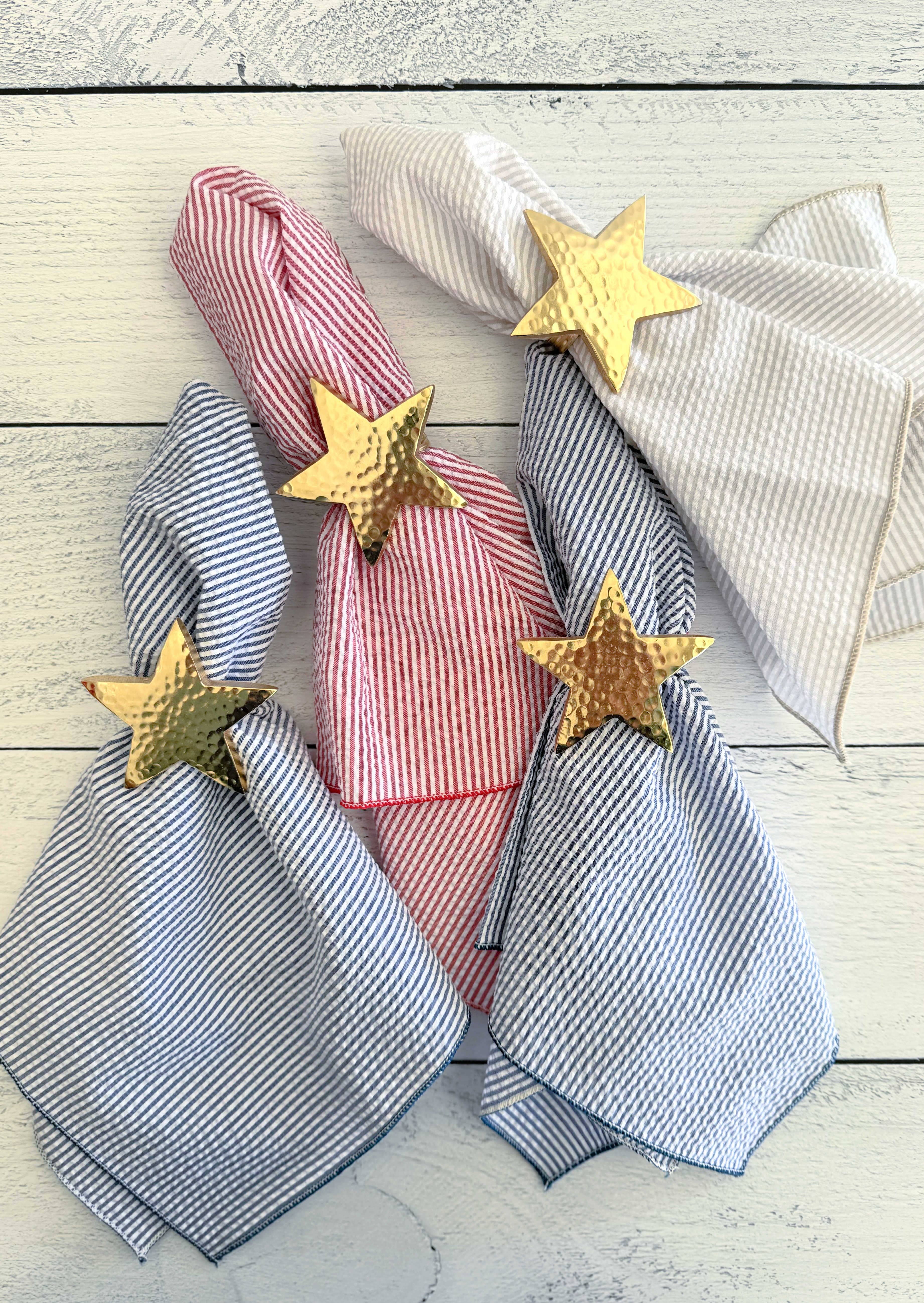 Gold Star Napkin Rings, set of four