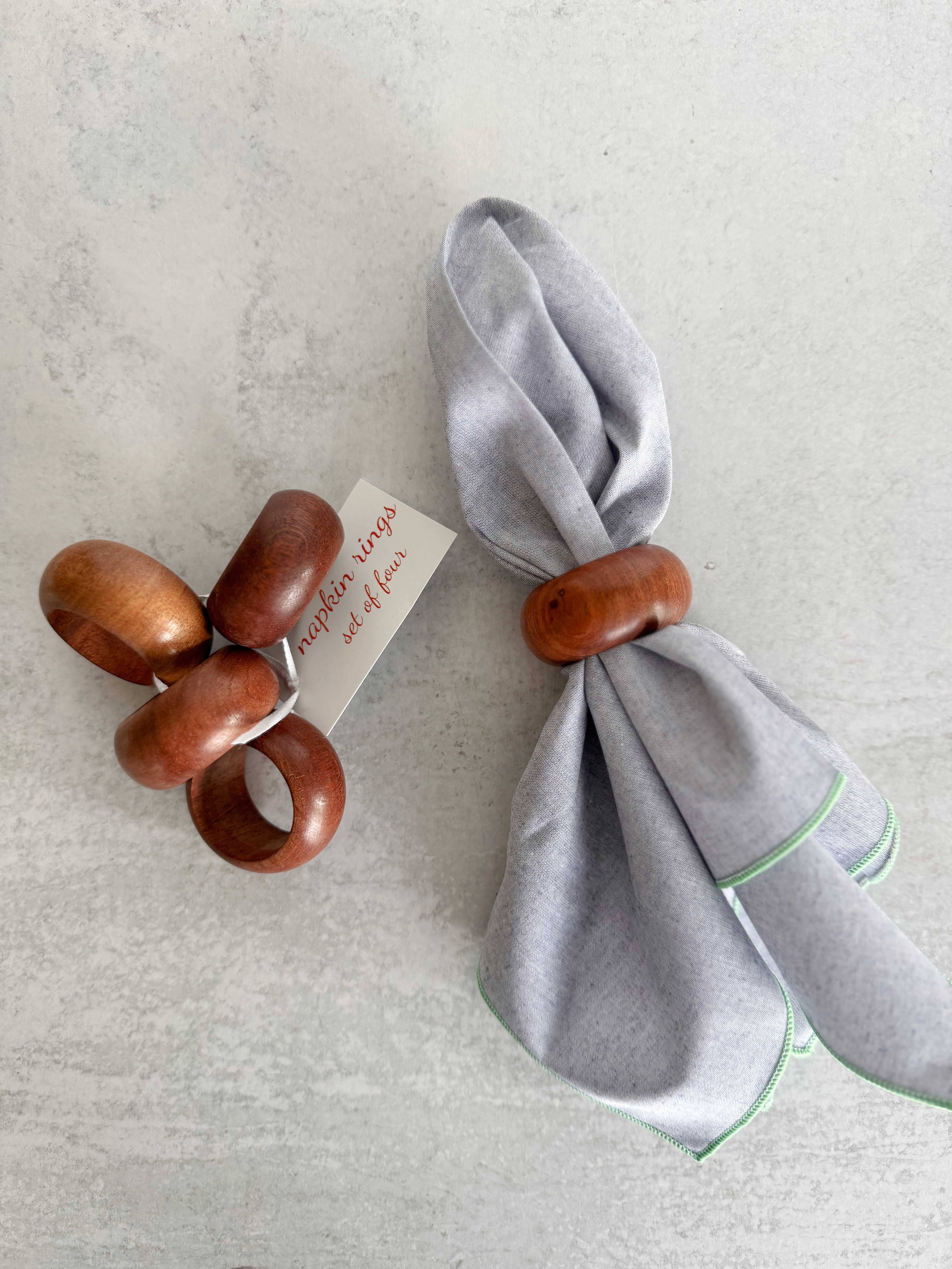 Round Wooden Napkin Rings, set of four