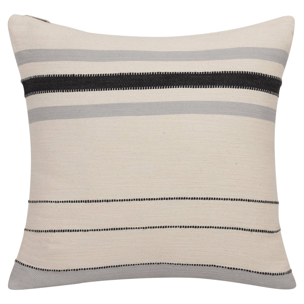 Transitional Hand-Woven Modern Striped Cotton Throw Pillow
