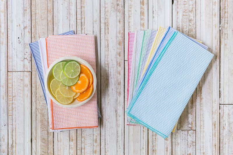 Seersucker Cloth Napkins,  set of 8