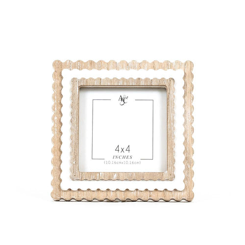 4x4 Scalloped Brown & White Wood Frame