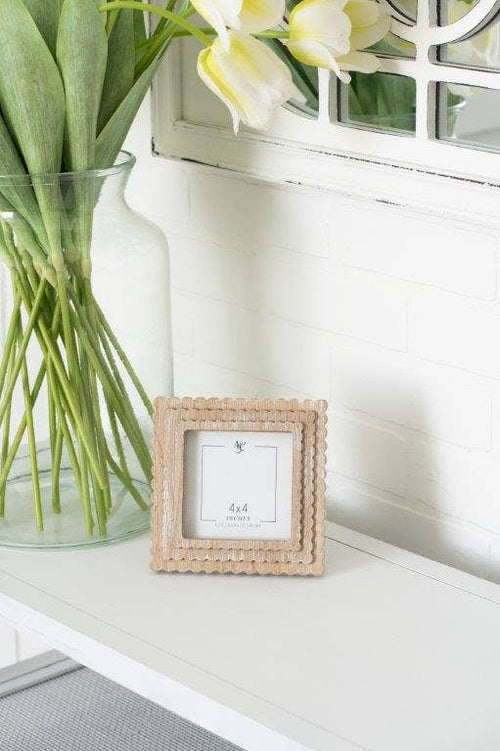 4x4 Scalloped Brown Wood Frame