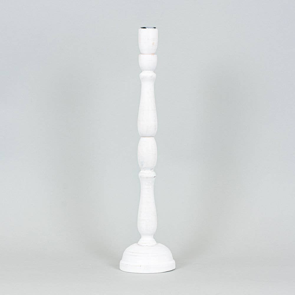 18 1/2” White Wood Candlestick