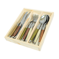 Jean Dubost 18 Pc Flatware Set Mineral colored handles