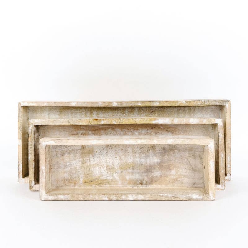 Set of 3 Mango Wood Nested Trays