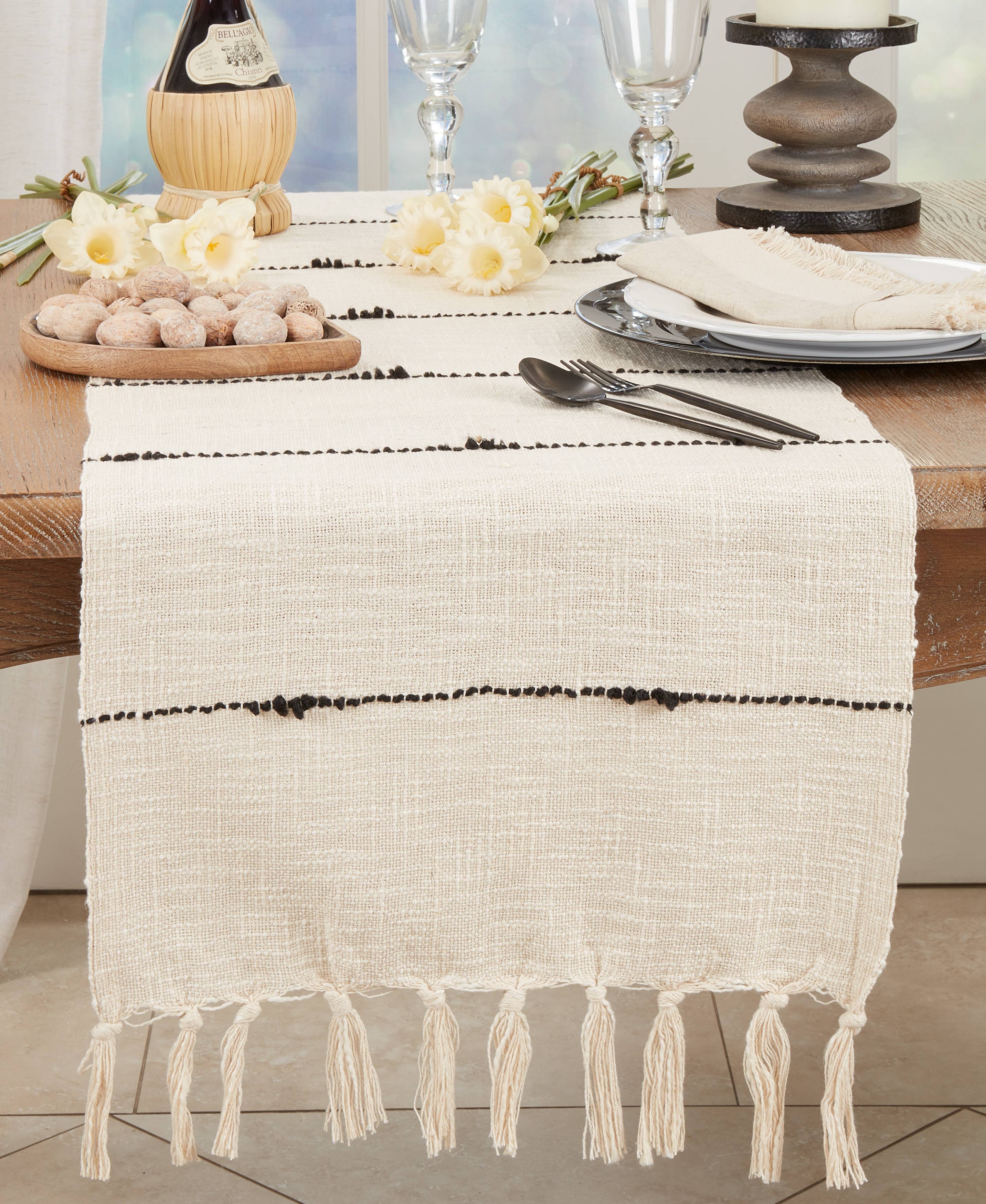 Boho Chic Stripe Woven Table Runner