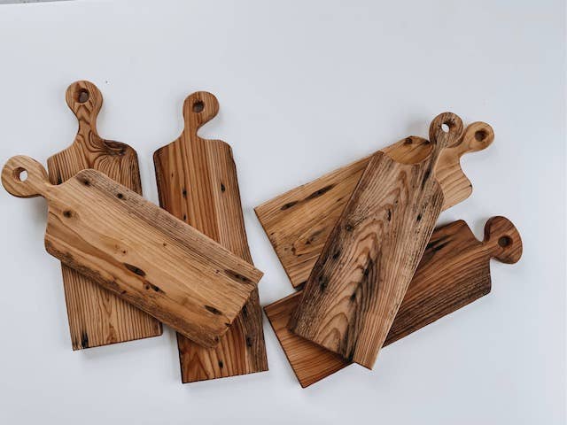 Reclaimed Wood Charcuterie Board  with Civil War Era Bone Cheese Knife