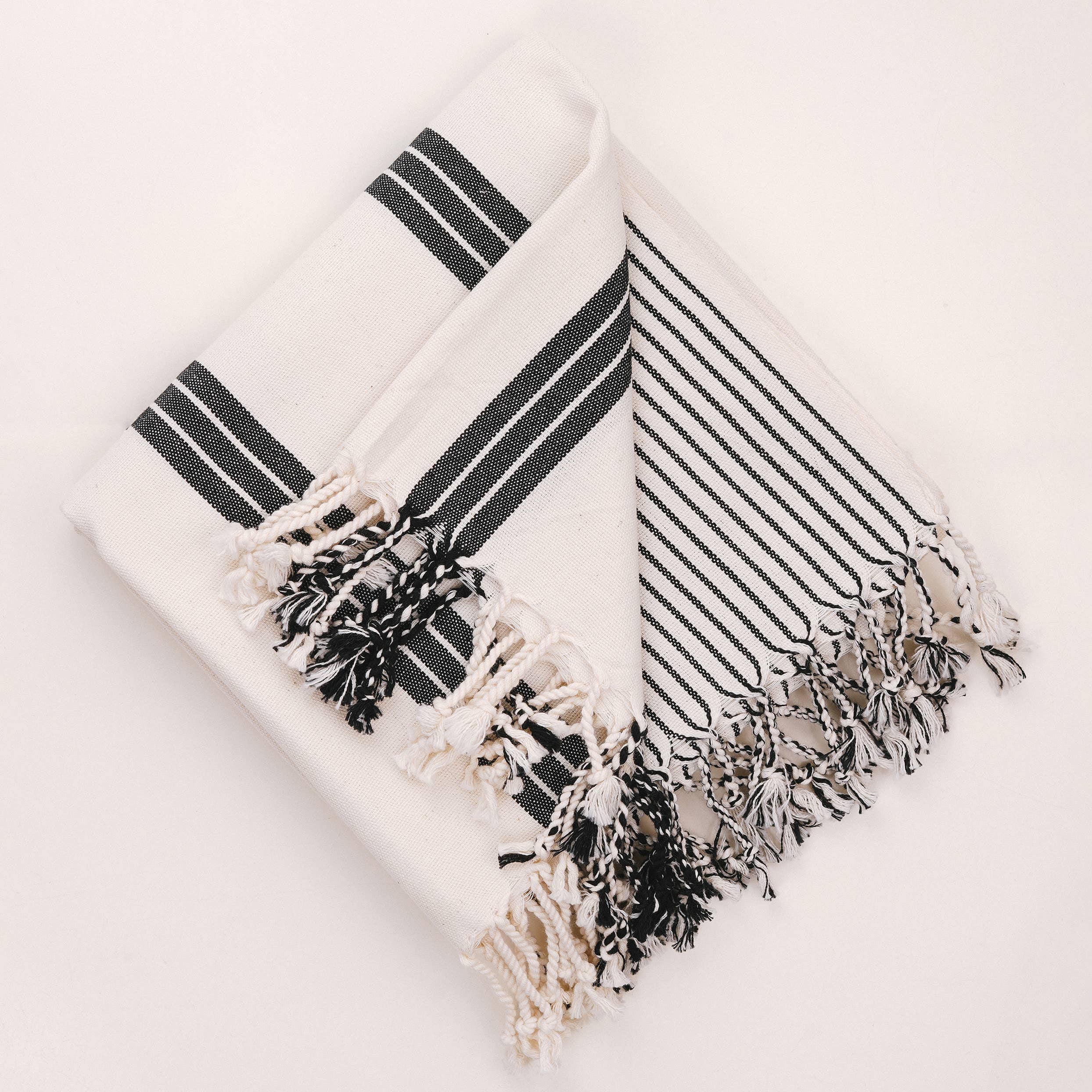 Stylish Hand-Loomed Turkish Tassel Bath and Beach Towel