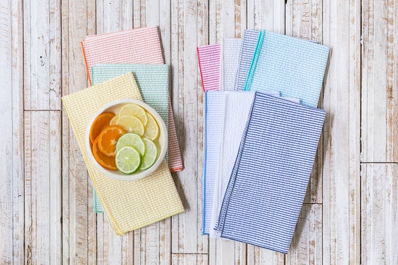 Seersucker Cloth Napkins,  set of 8