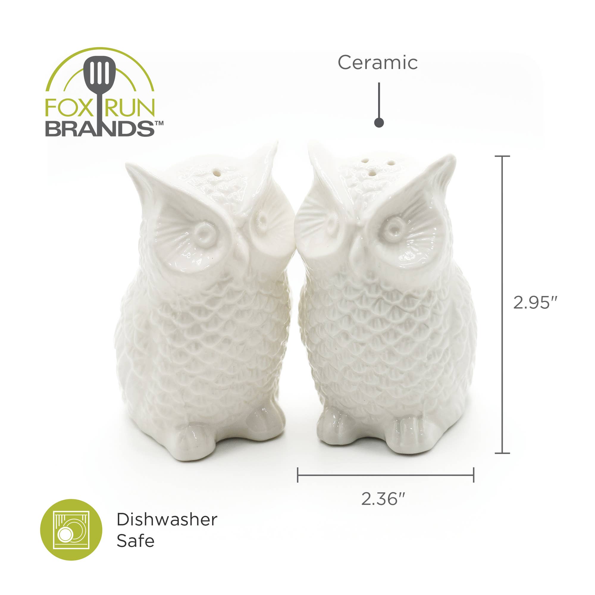 Fox Run Mini Ceramic Owl Salt and Pepper Shakers, Set of 2