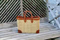 REED BASKET WITH LEATHER Handles