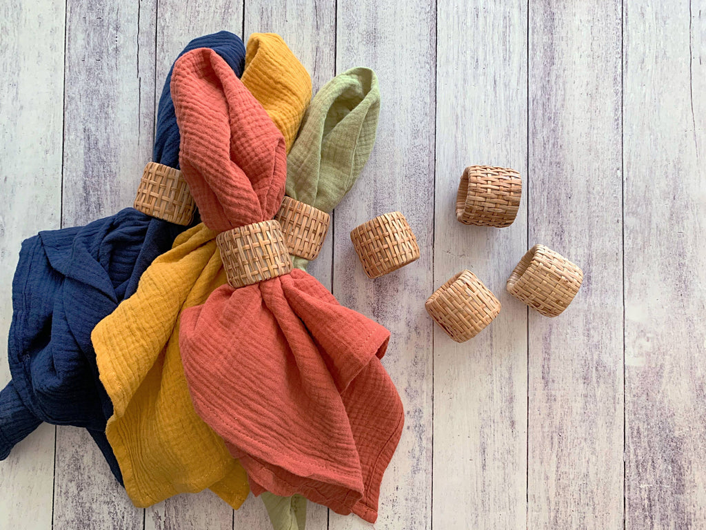 Rattan Napkin Rings, set of four
