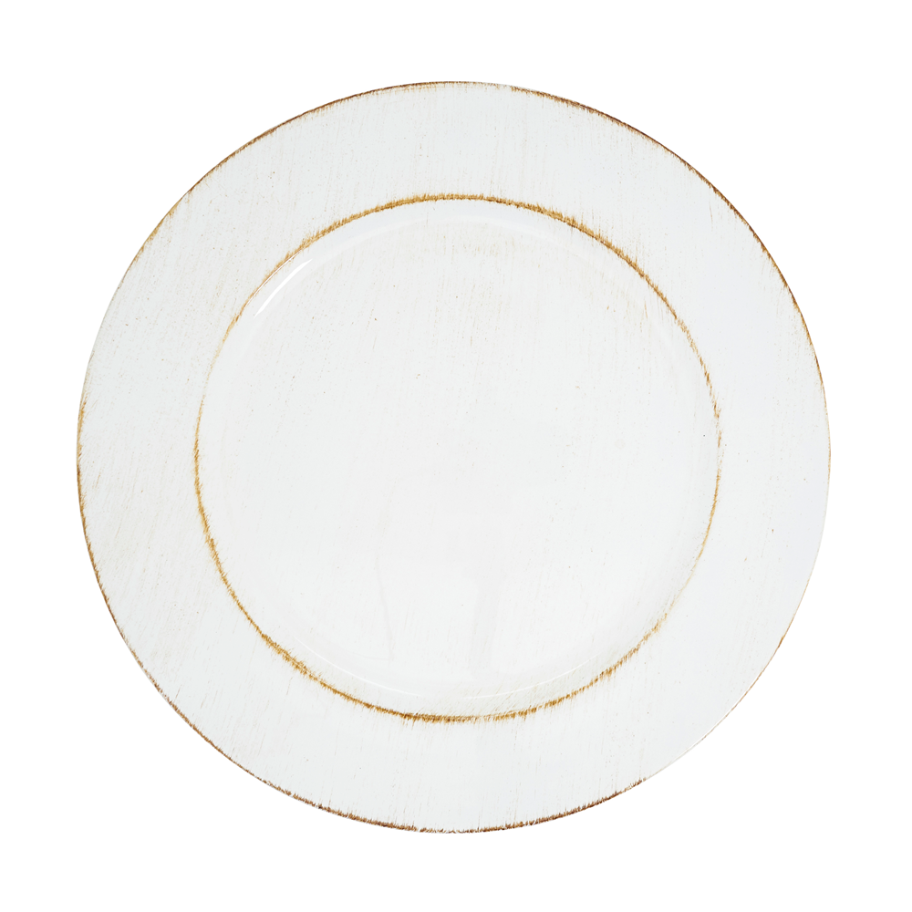 Ivory Distressed 13" Charger Plate