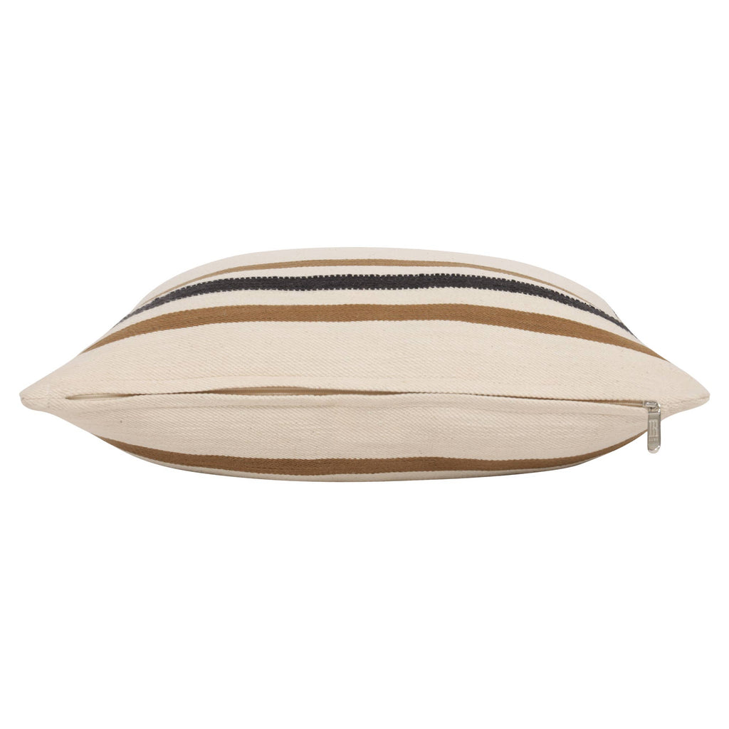 Transitional Hand-Woven Modern Striped Cotton Throw Pillow