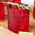 10 oz. Textured Beaded Red Old Fashion Drinking Glasses (Set