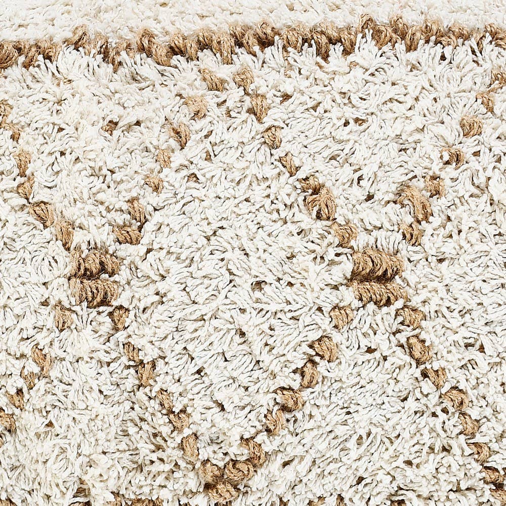 Boho-Chic Diamond Jute and Cotton Throw Pillow