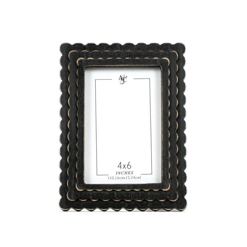 6x8 Scalloped Black Wood Frame