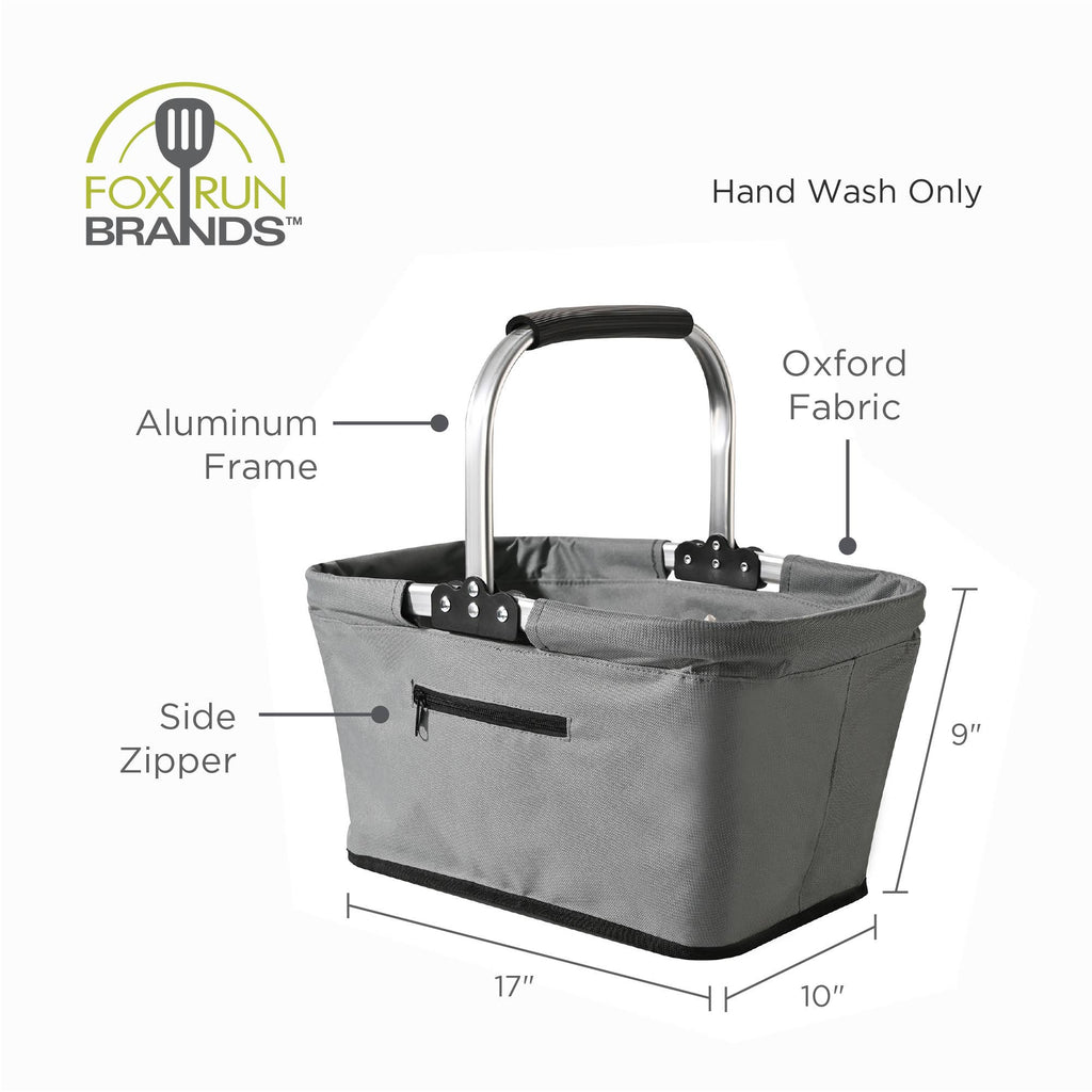 Fox Run Collapsible Shopping Basket, 17" x 10" x 9"