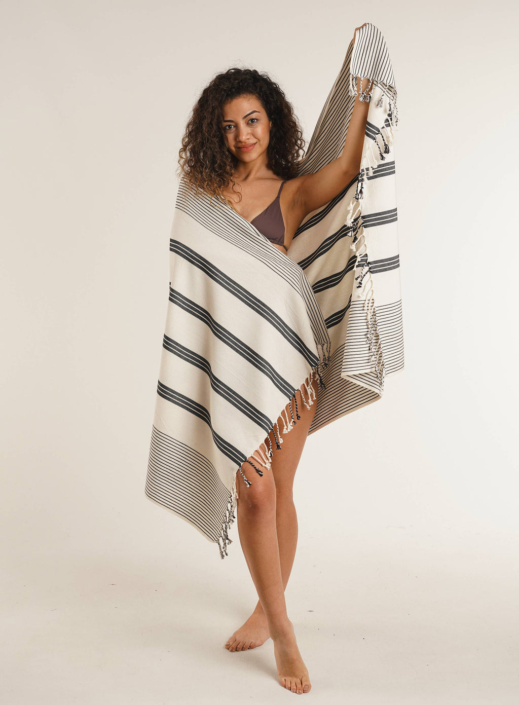 Stylish Hand-Loomed Turkish Tassel Bath and Beach Towel