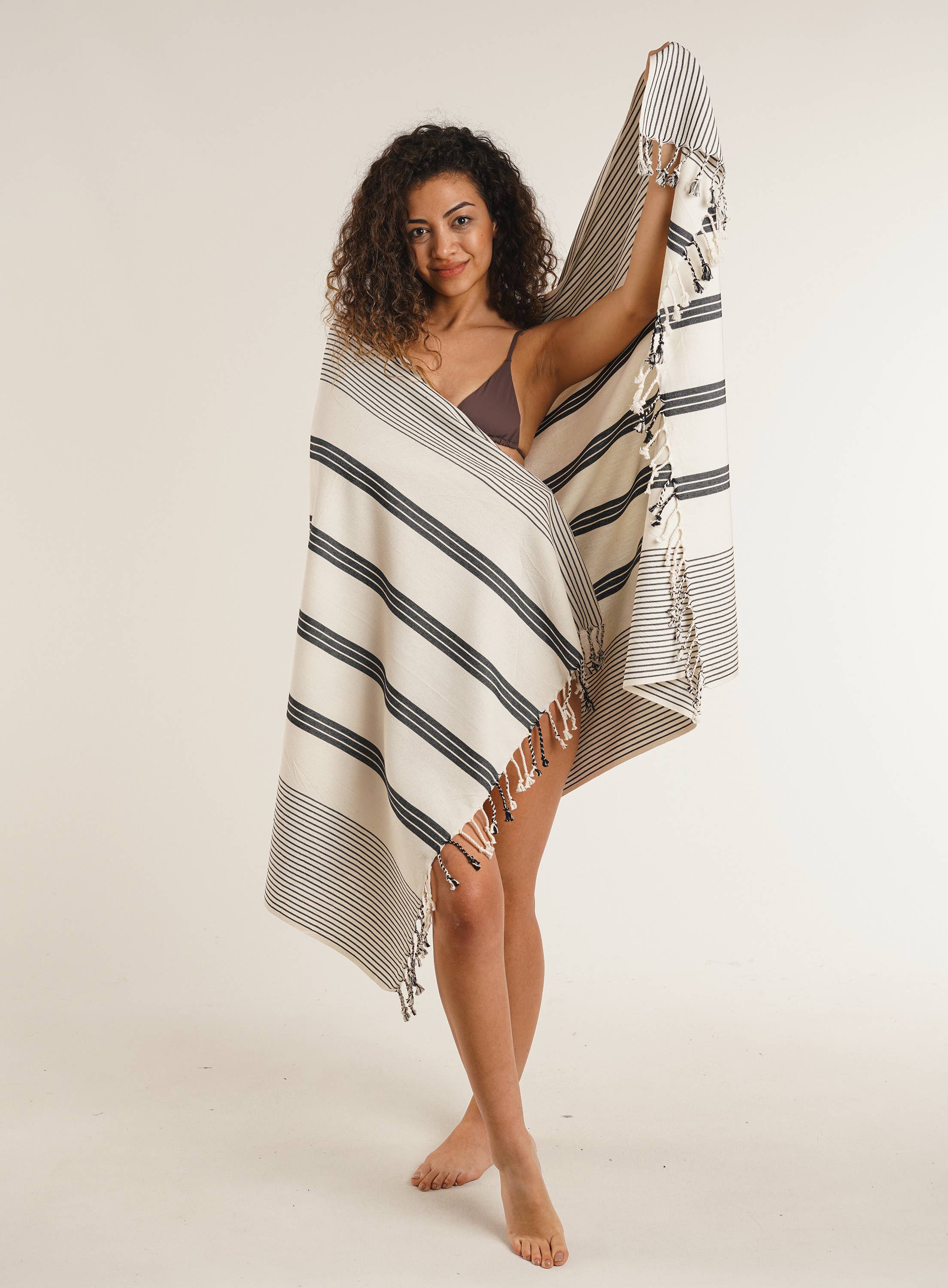 Stylish Hand-Loomed Turkish Tassel Bath and Beach Towel
